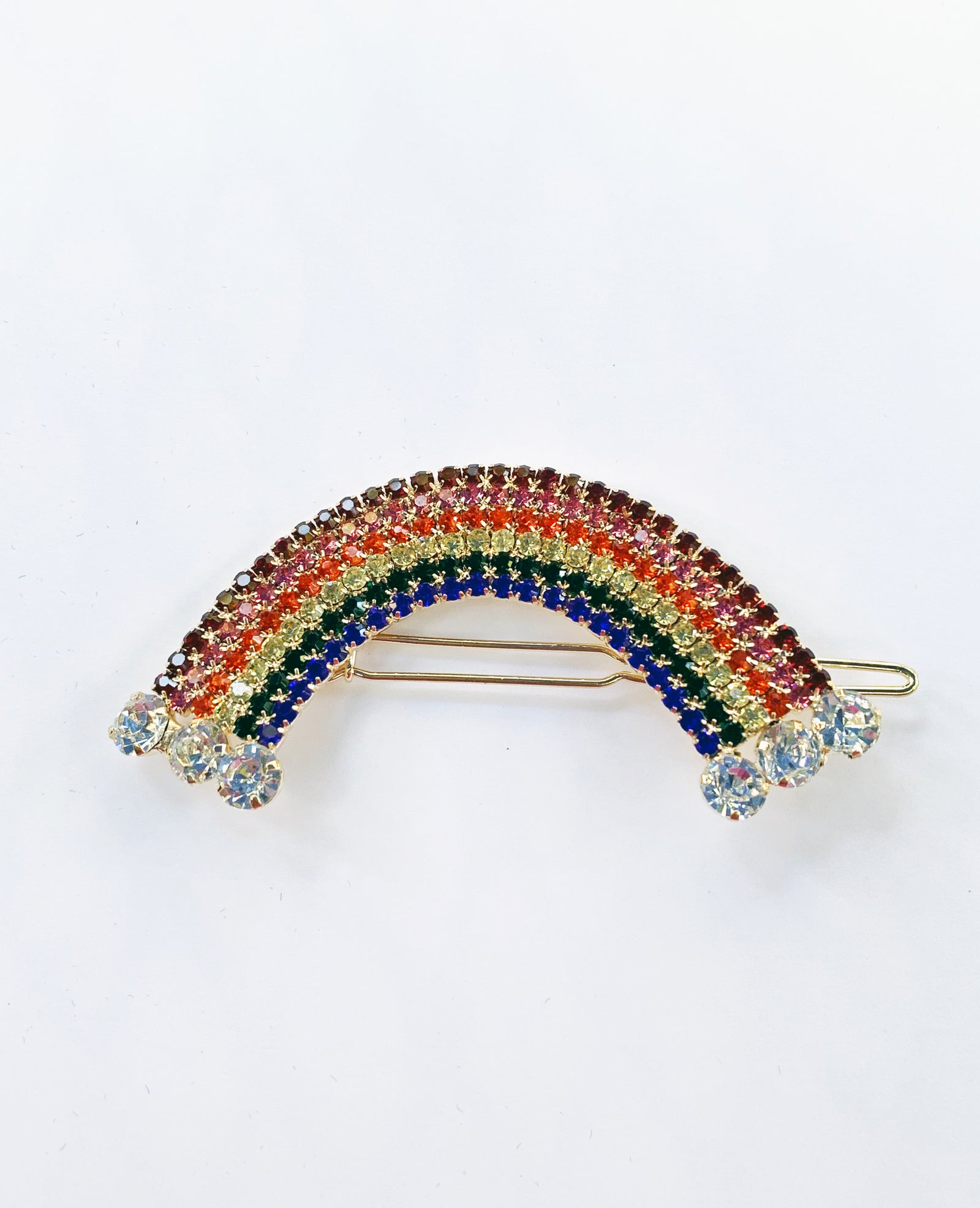 Rainbow Rhinestone Hair Barrette