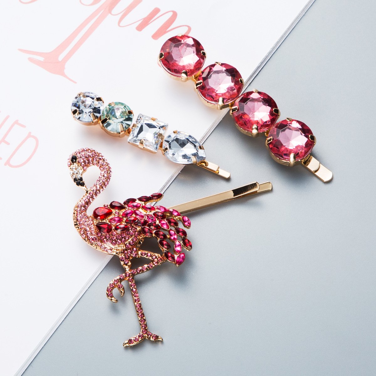 Flamingo Rhinestone Hair Pins