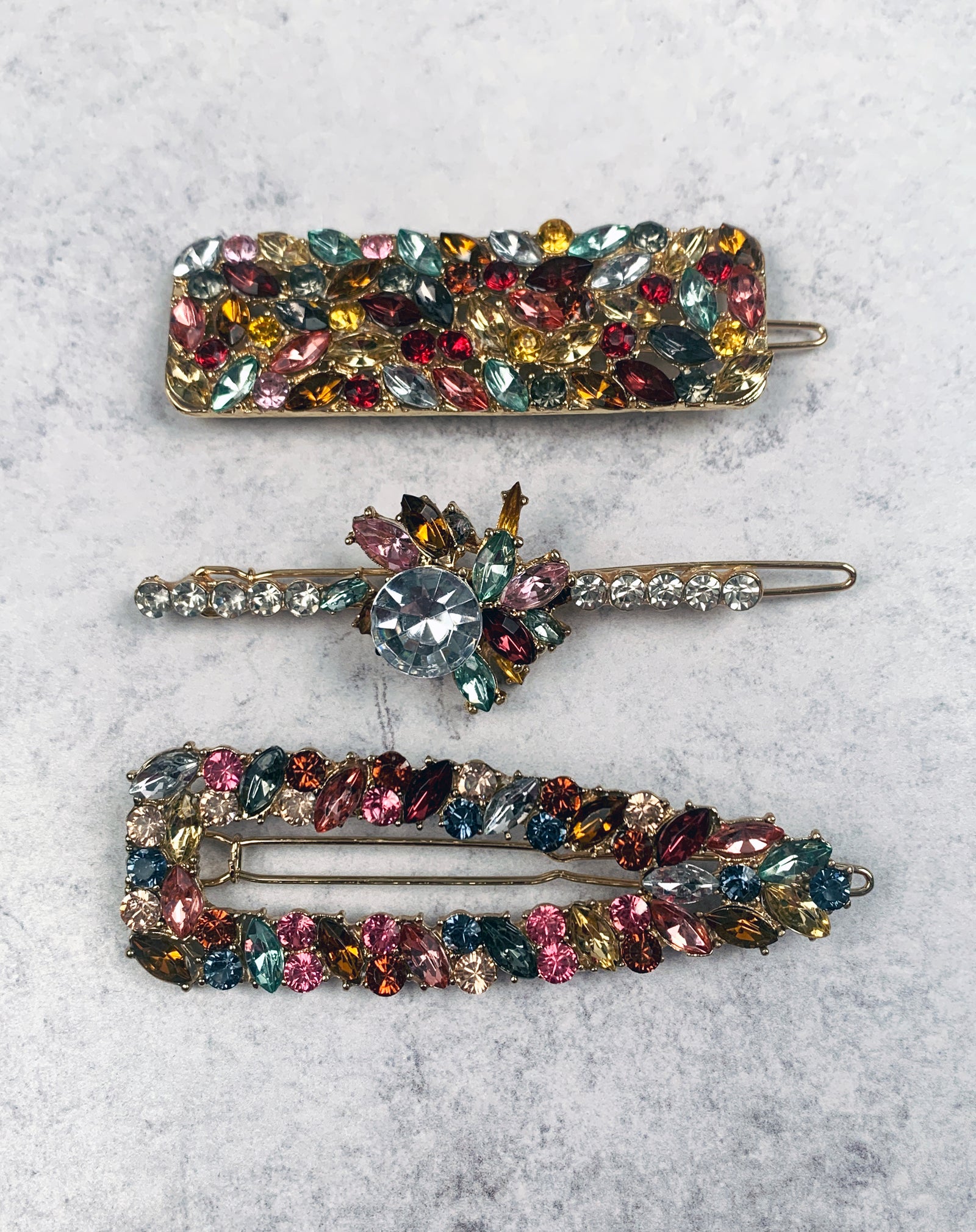 Rhinestone Encrusted Hair Barrettes