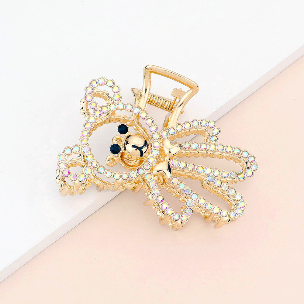 Rhinestone Teddy Bear Hair Claw Clip