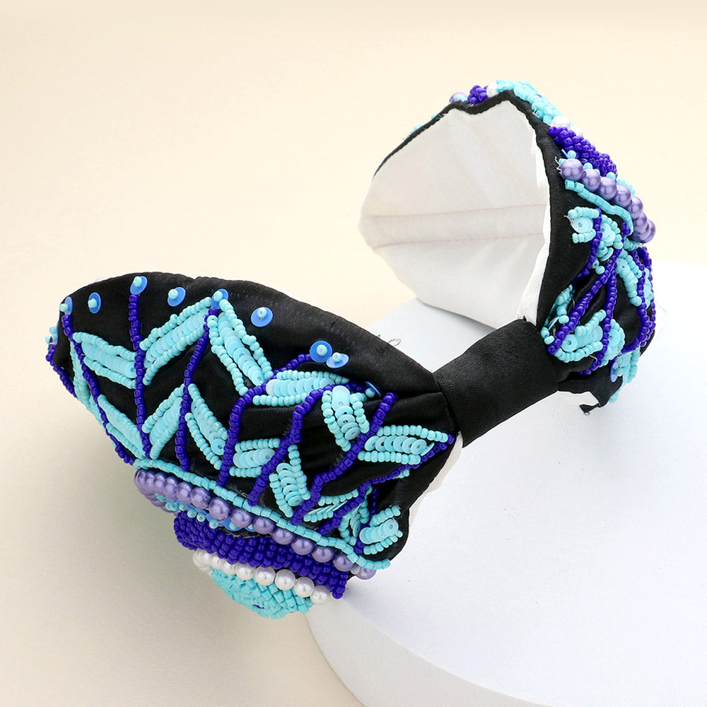 Evil Eye Embroidered Beaded Headband