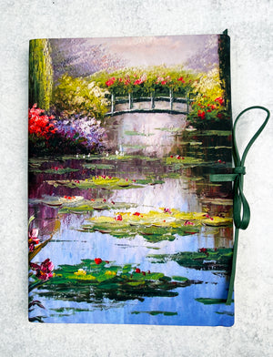 Monet Bridge over a Pond of Water Lilies Leather Journal