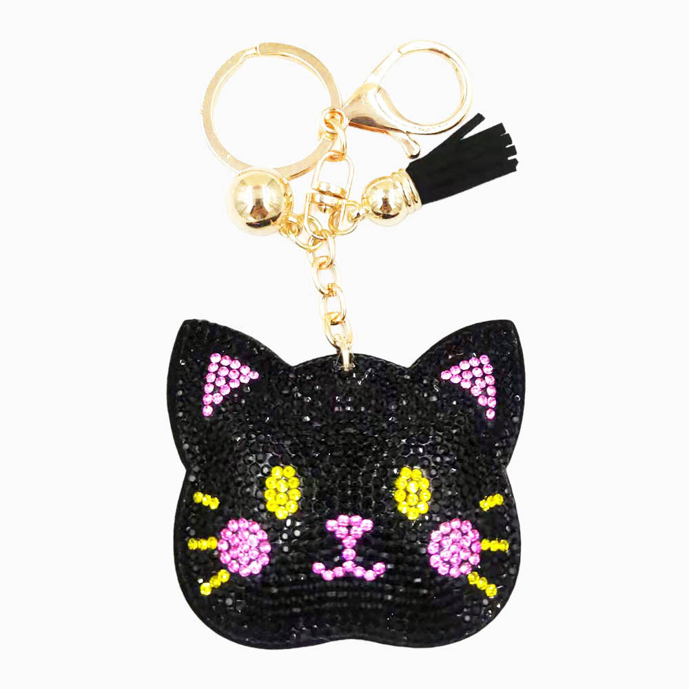 Black Kitty Bling Keychain