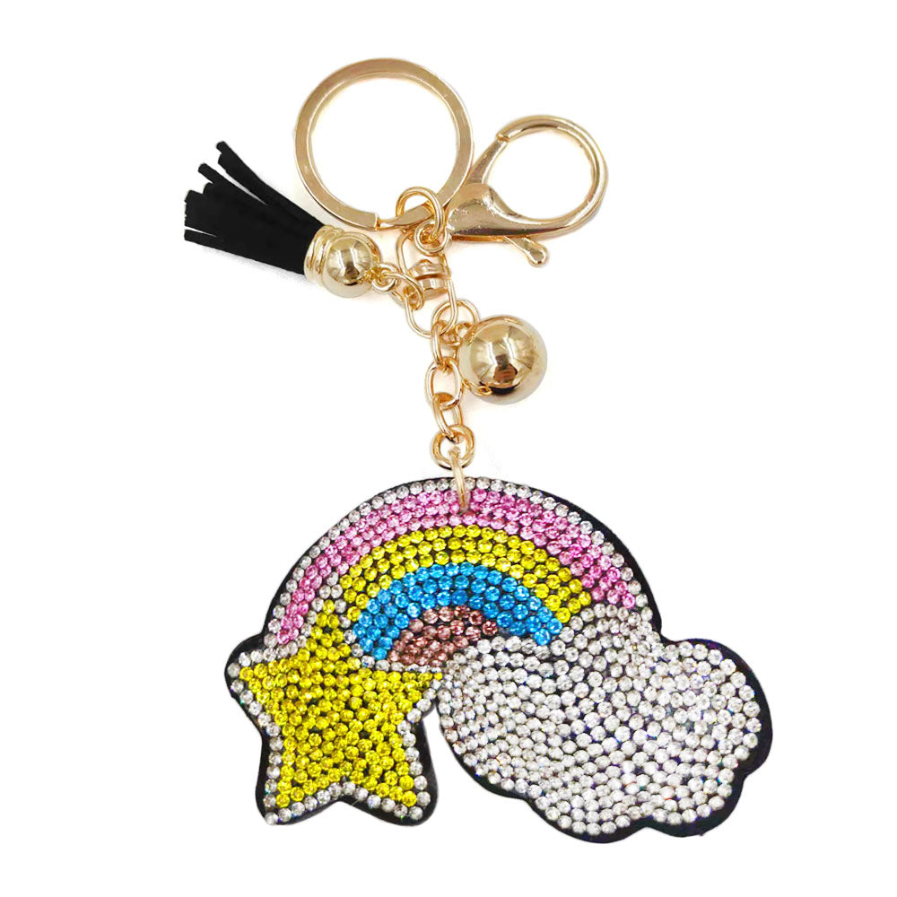 Shooting Star Rainbow Bling Keychain