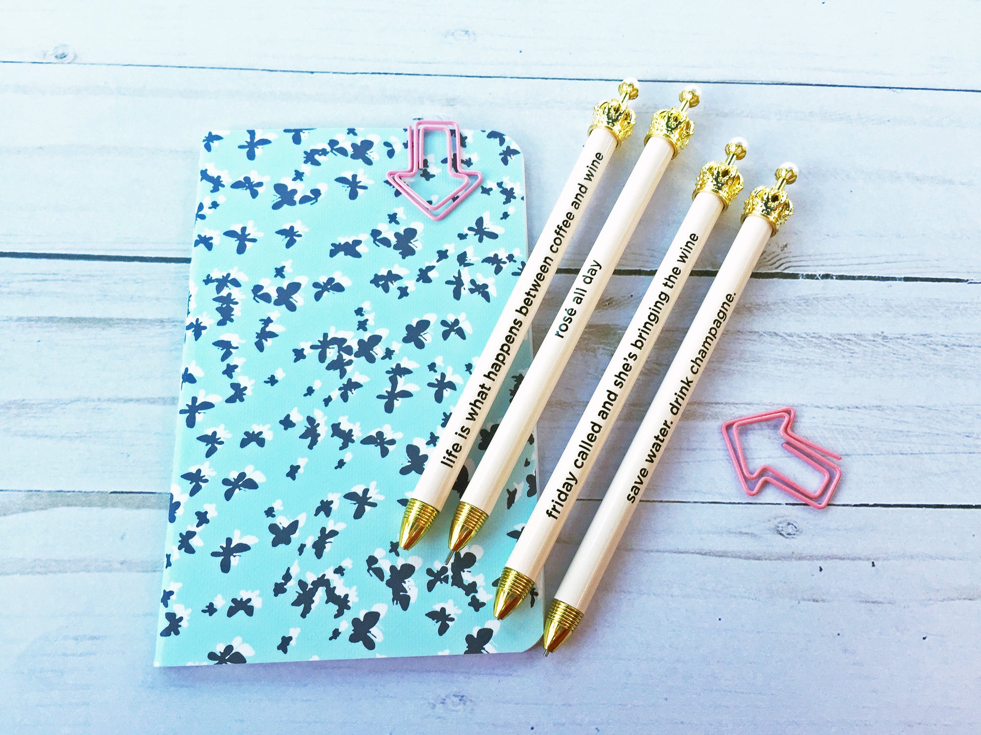 Light Blush Crown Mechanical Pencil with Cute Mantra