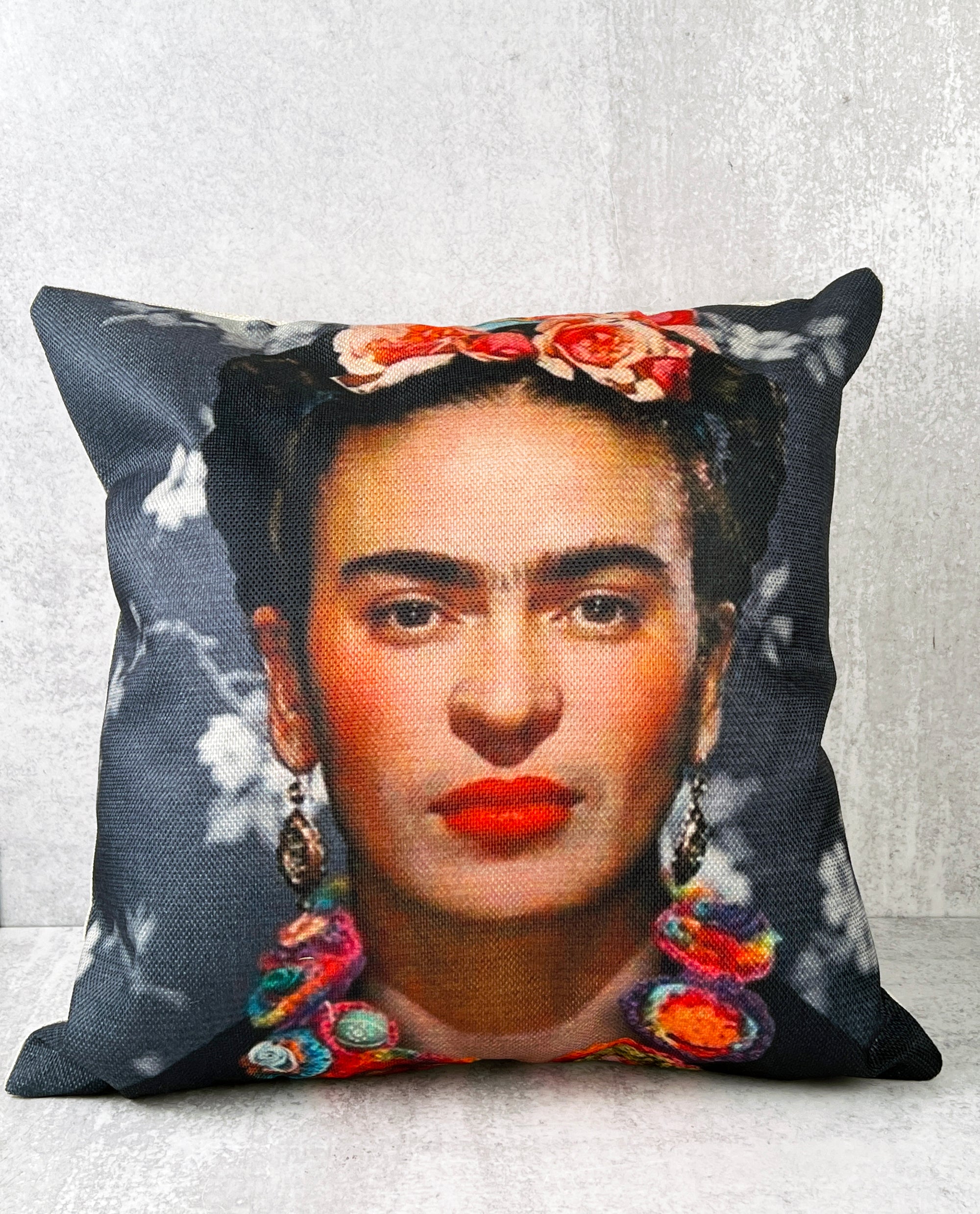 Frida Kahlo Dark Blue Pillow