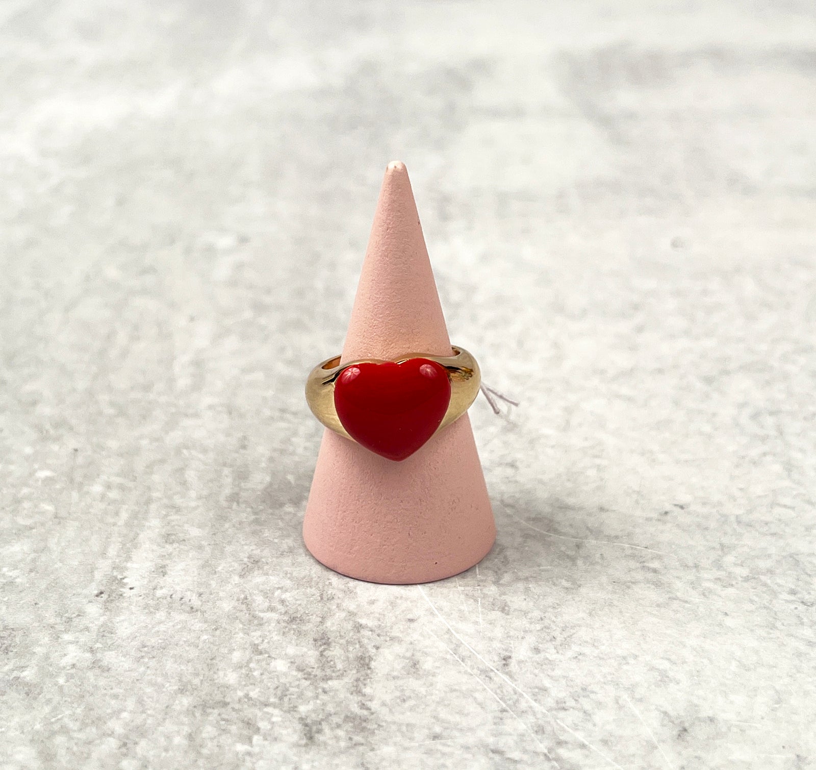 Puffy Red Heart Enamel Ring