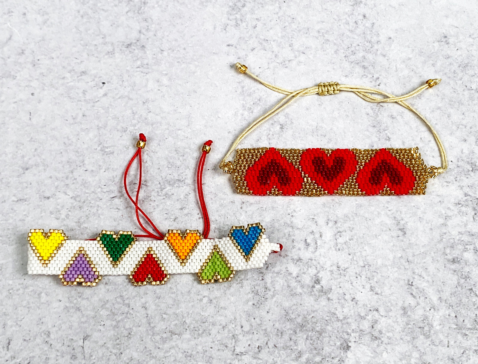 Band of Hearts Glass Seed Bracelet