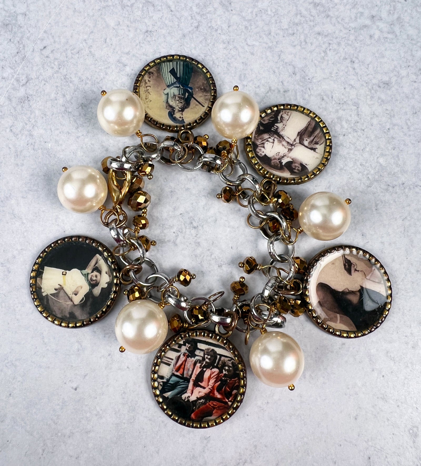 Cowgirl Shell Pearl Charm Bracelet