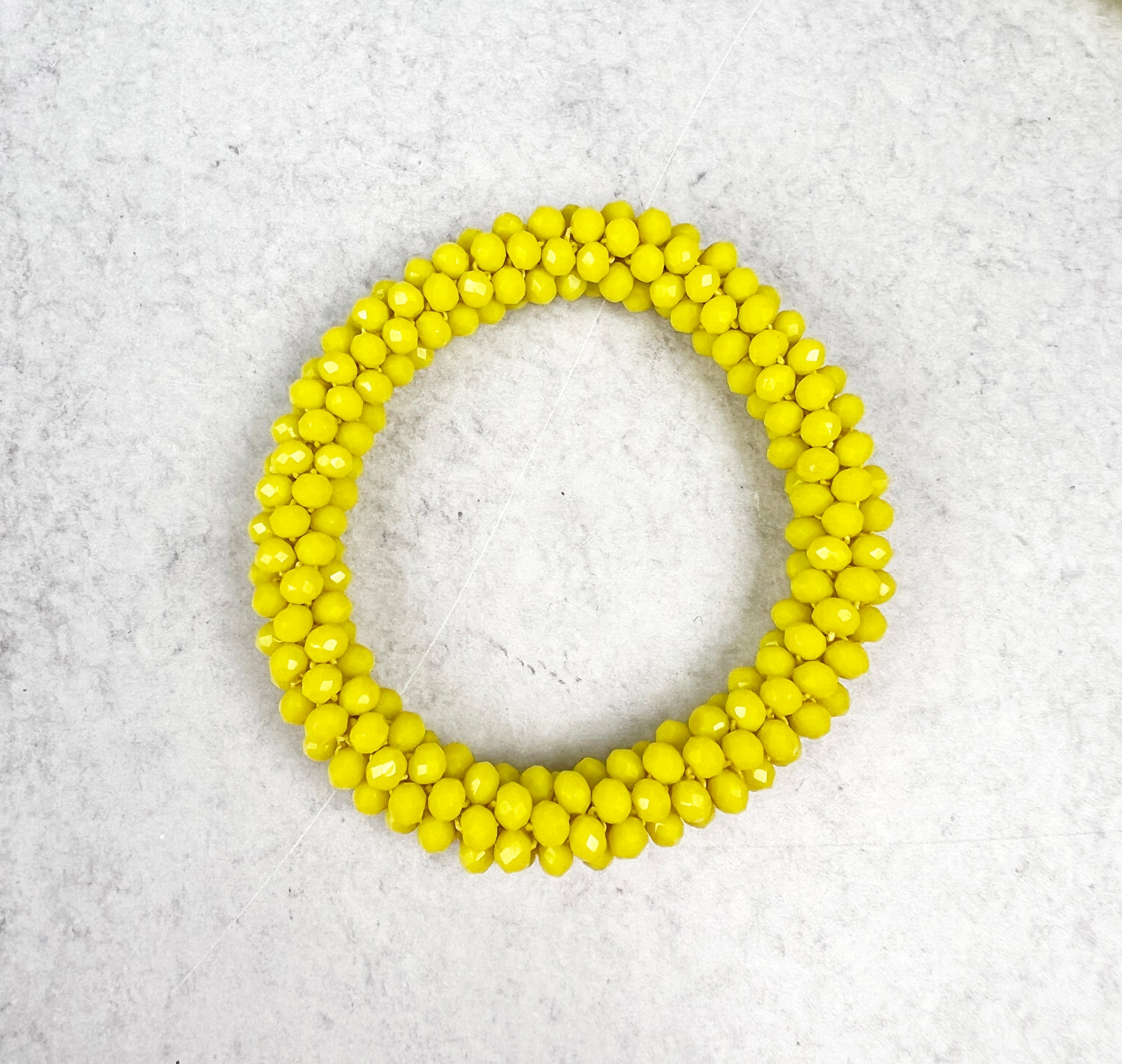 Lemon Glass Beads Stretchy Bangle Bracelet