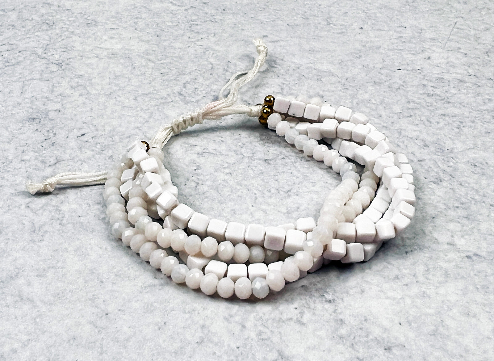 Embroidered Red Lips and Glass Stretch Bracelets