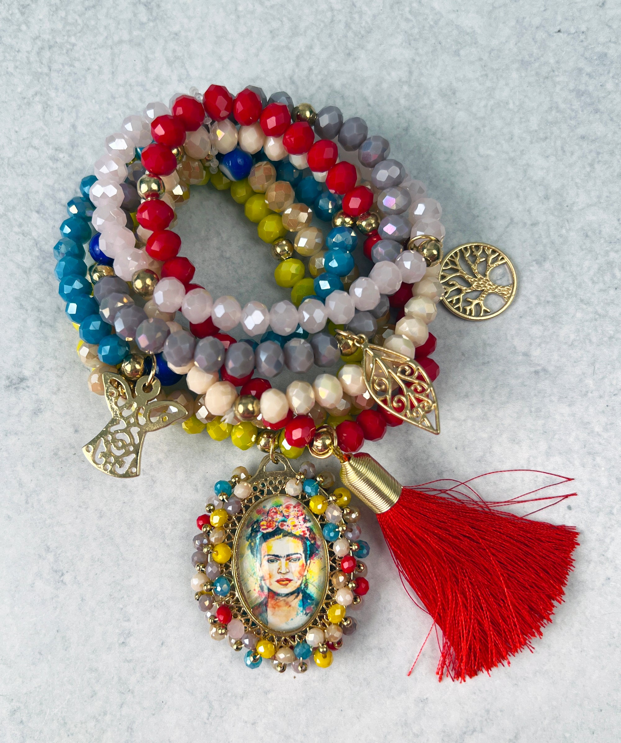 Frida Kahlo Multicolored Beaded Stretch Bracelet #1