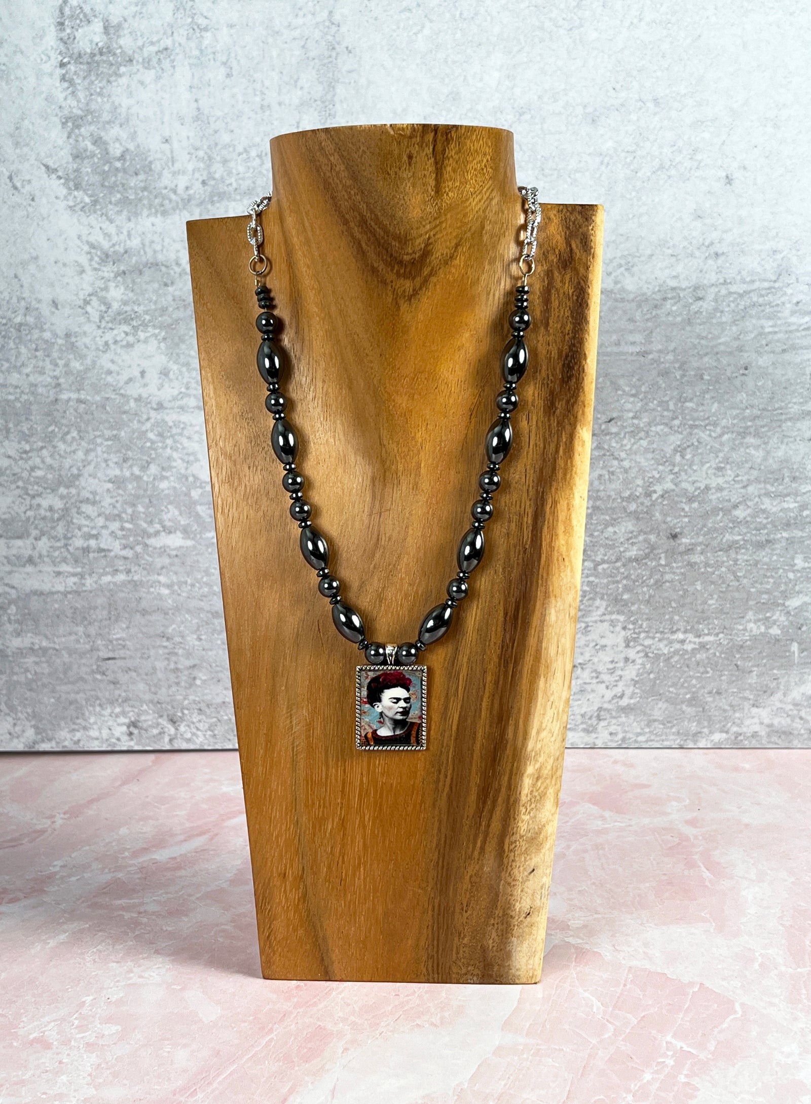 Frida Kahlo Hematite Necklace