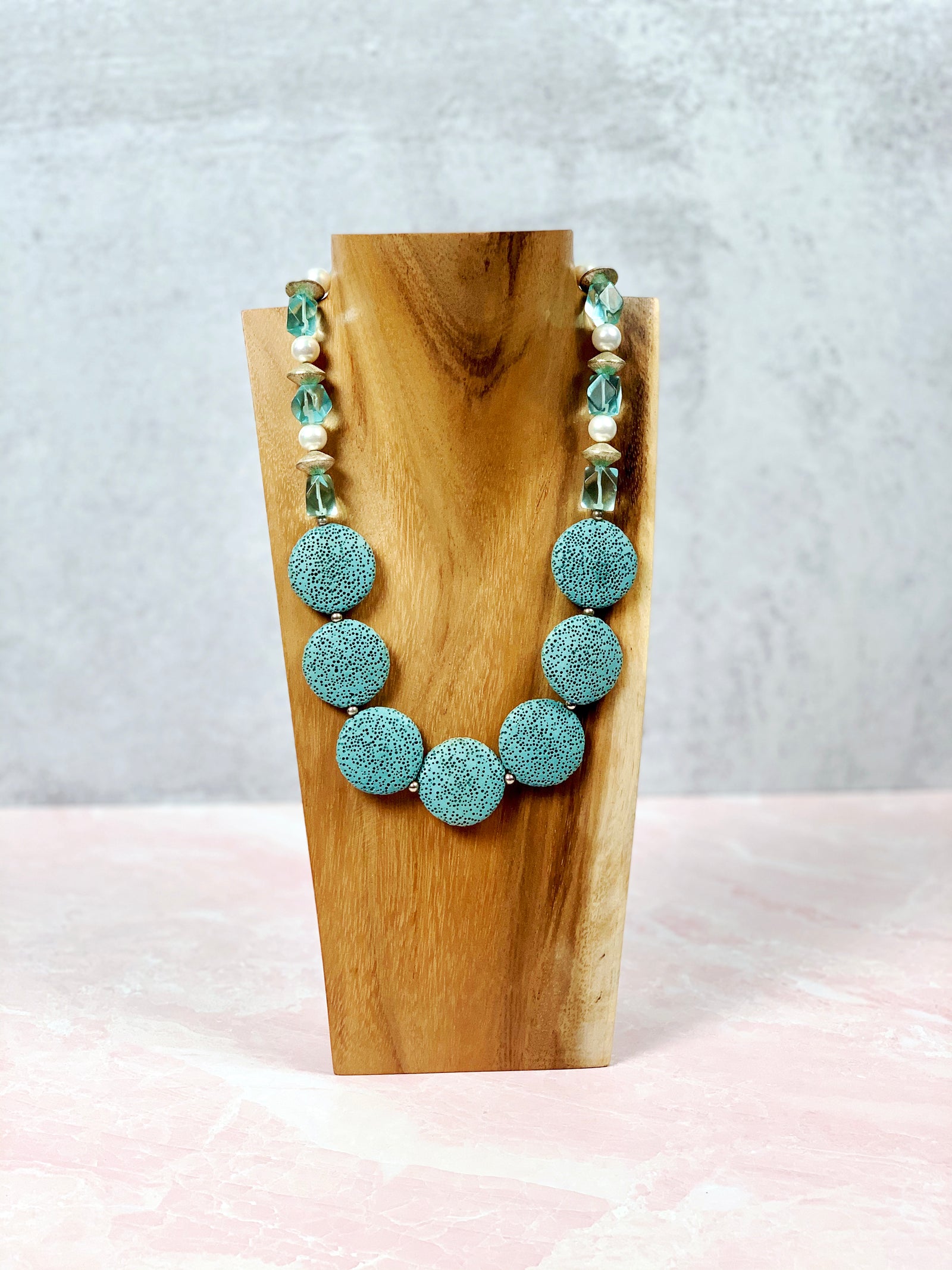 Glacier Blue Volcanic Lava Necklace