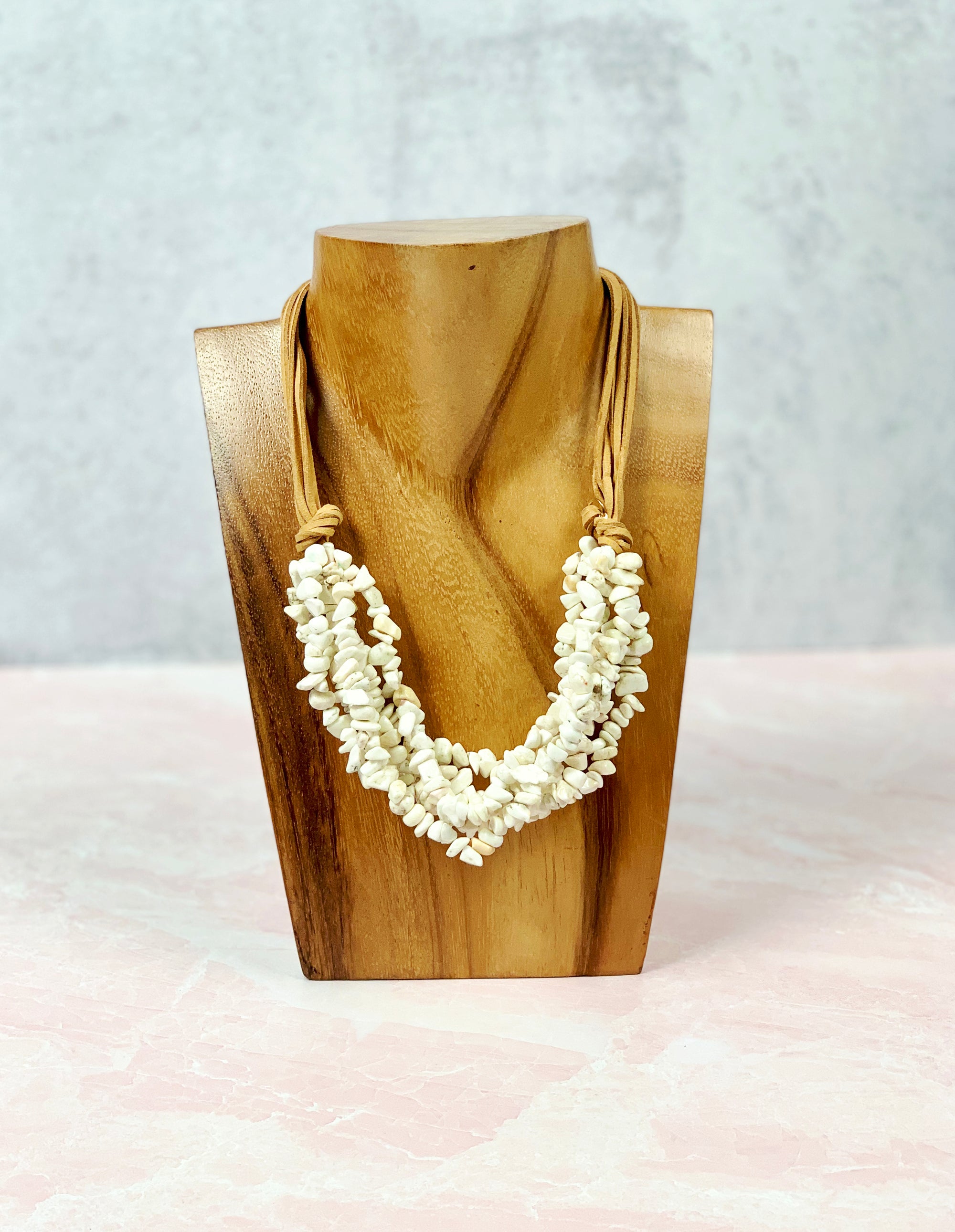 Chunky White Howlite Leather Necklace