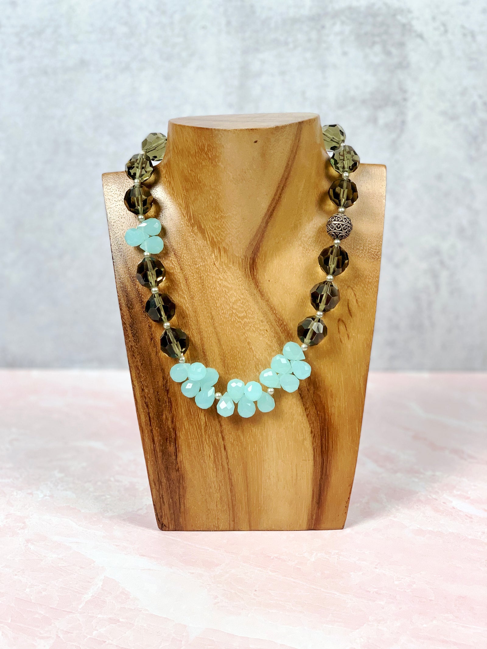 Aquamarine with Smokey Quartz Necklace