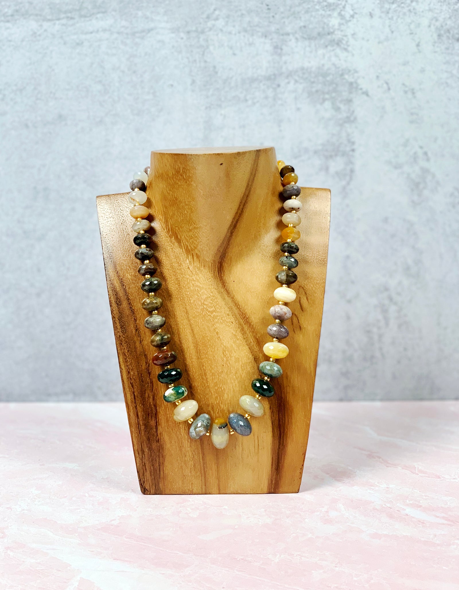 Earthy Moss Jasper Stone Necklace