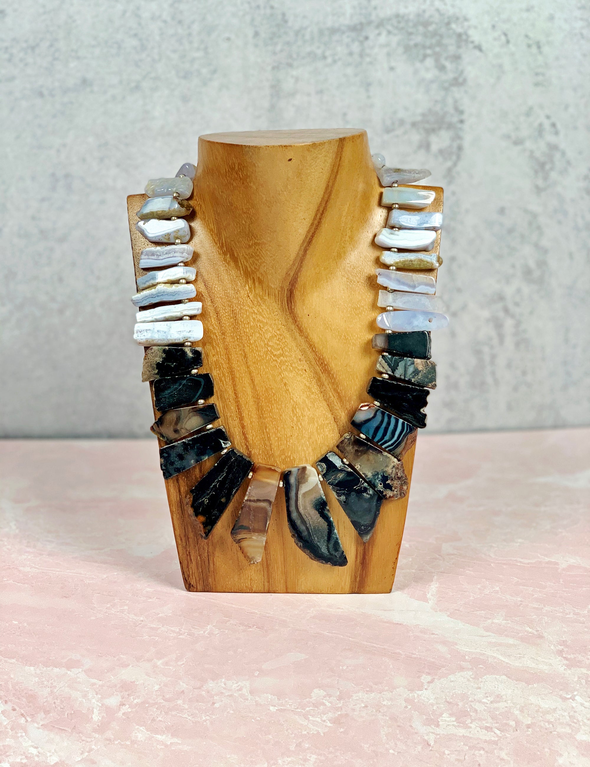 Slices of Agate Bib Necklace