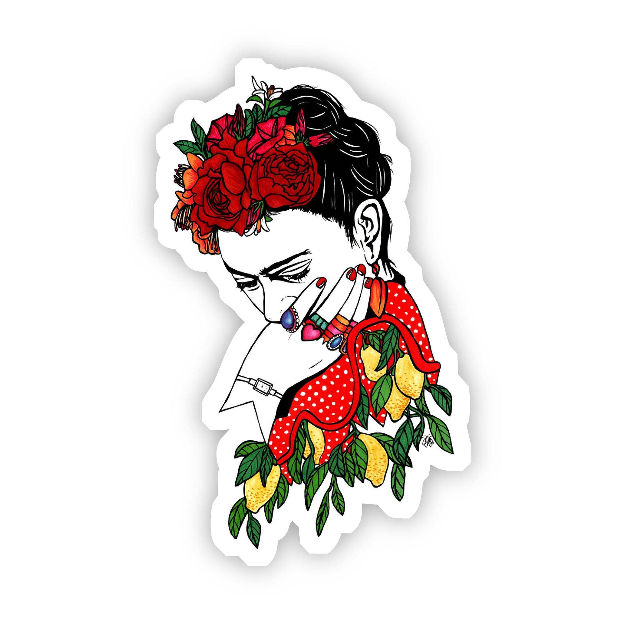 Frida Kahlo Roses and Lemons Sticker