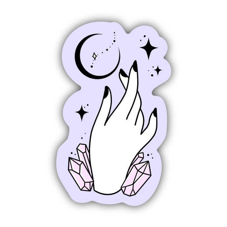 Mystic Crescent Moon and Hand Sticker