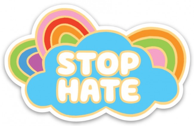 Stop Hate Rainbow Sticker
