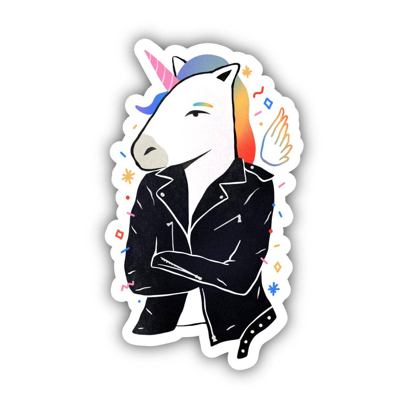 Bad-Ass Unicorn Wearing Leather Jacket Sticker