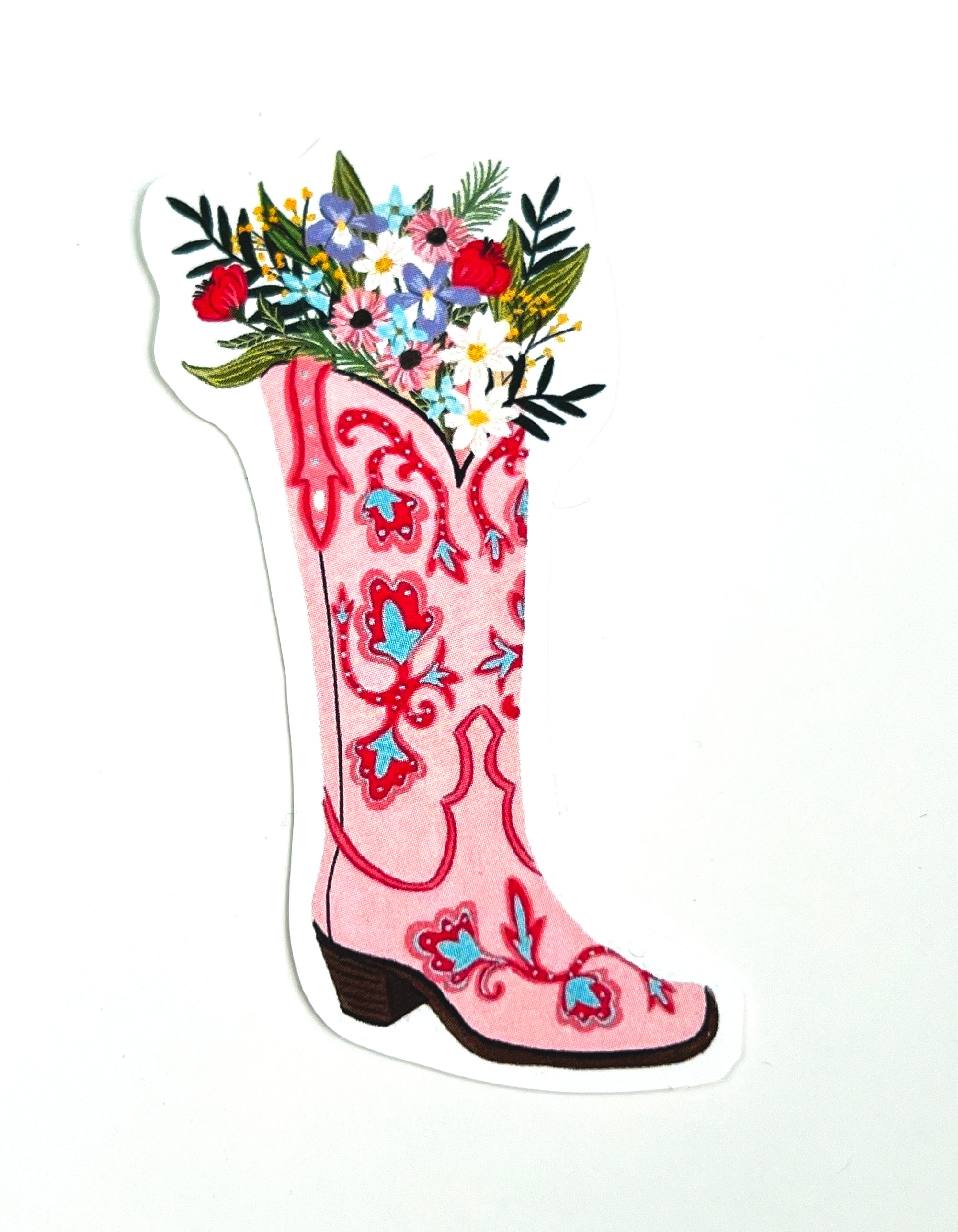 Cowgirl Boot with Wildflowers Sticker