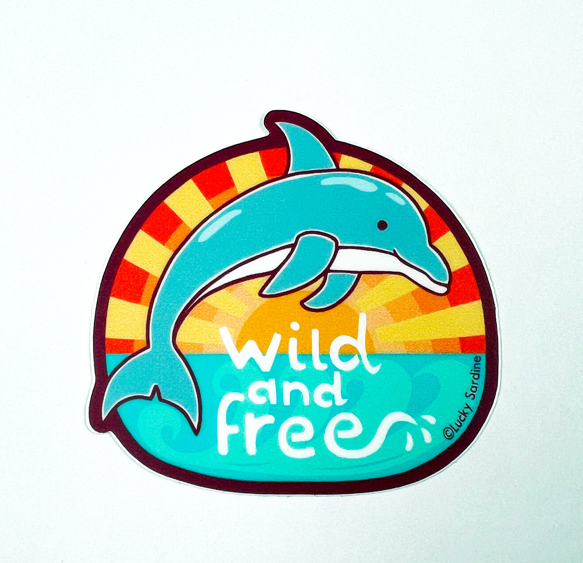 Wild and Free Dolphin Sticker