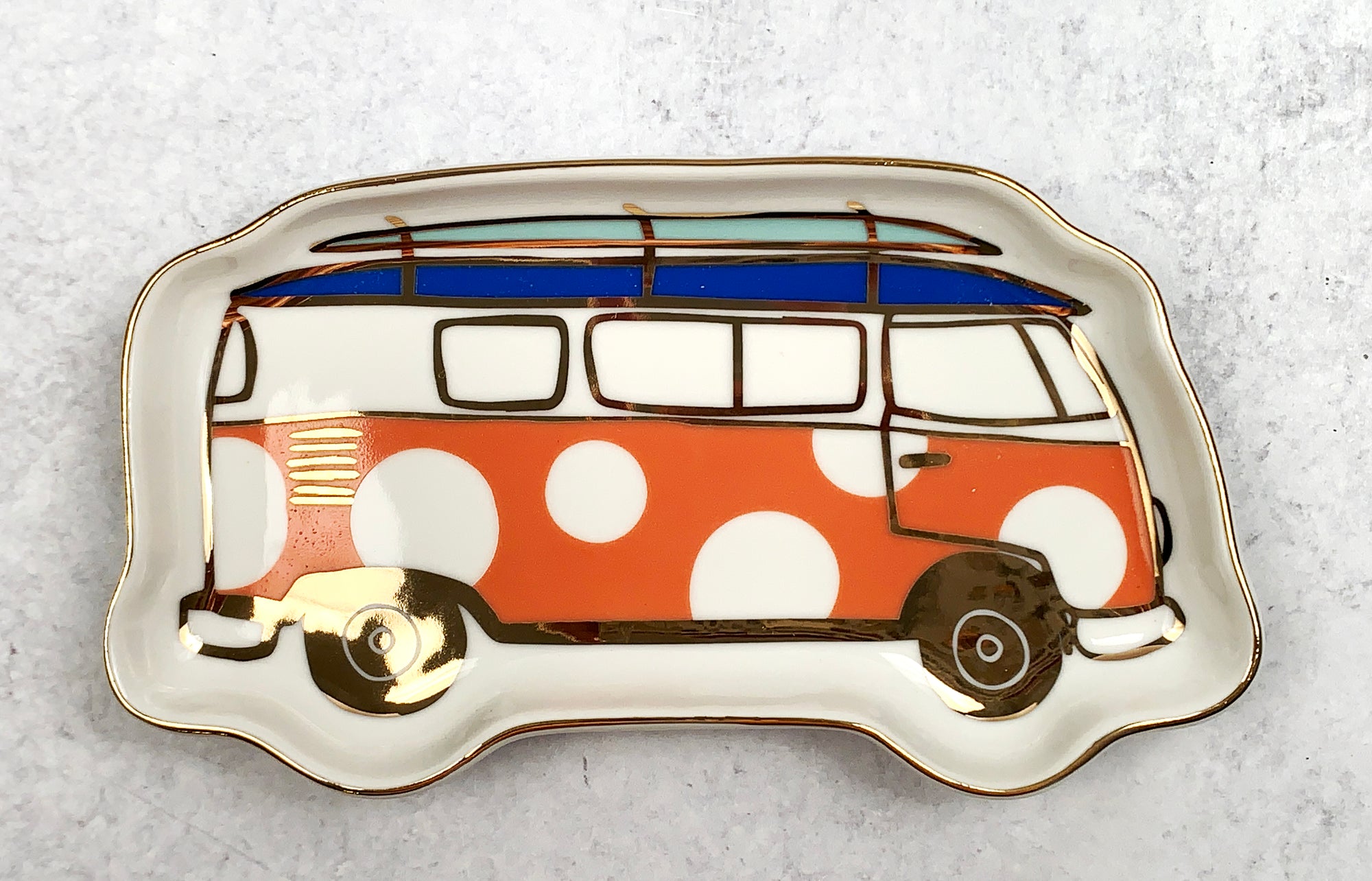 Vintage VW Bus with Surfer Rack Ceramic Tray
