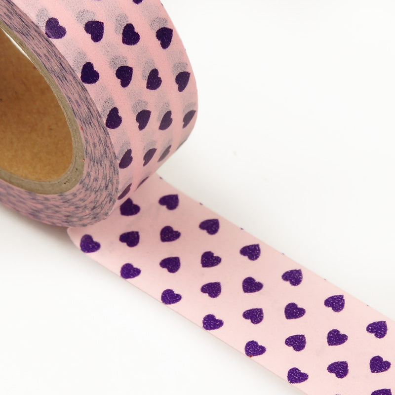Metallic Purple Hearts Washi Tape