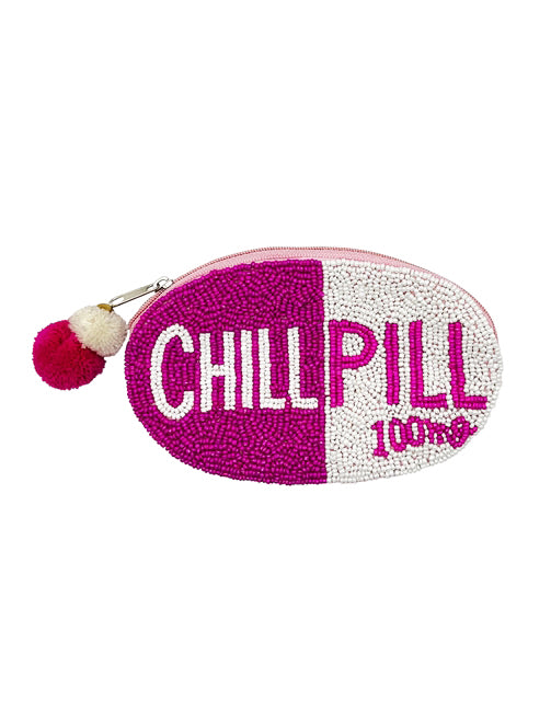 Chill Pill Glass Beaded Zipper Pouch