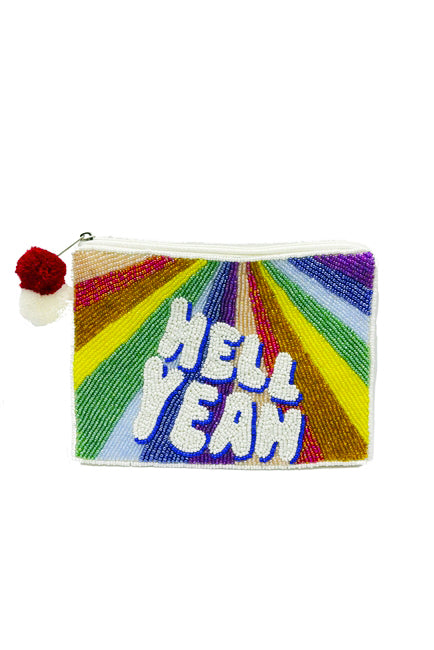 Hell Yeah Glass Beaded Zipper Pouch