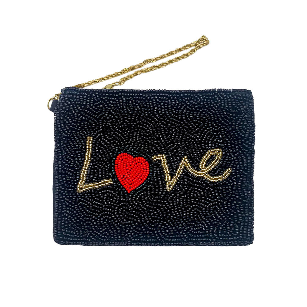 Love Glass Beaded Zipper Pouch