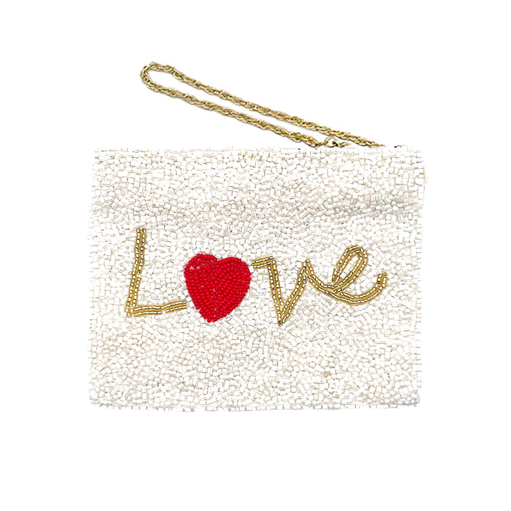 Love Glass Beaded Zipper Pouch
