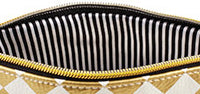 Gold Harlequin Pattern Oil Cloth Zipper Pouch