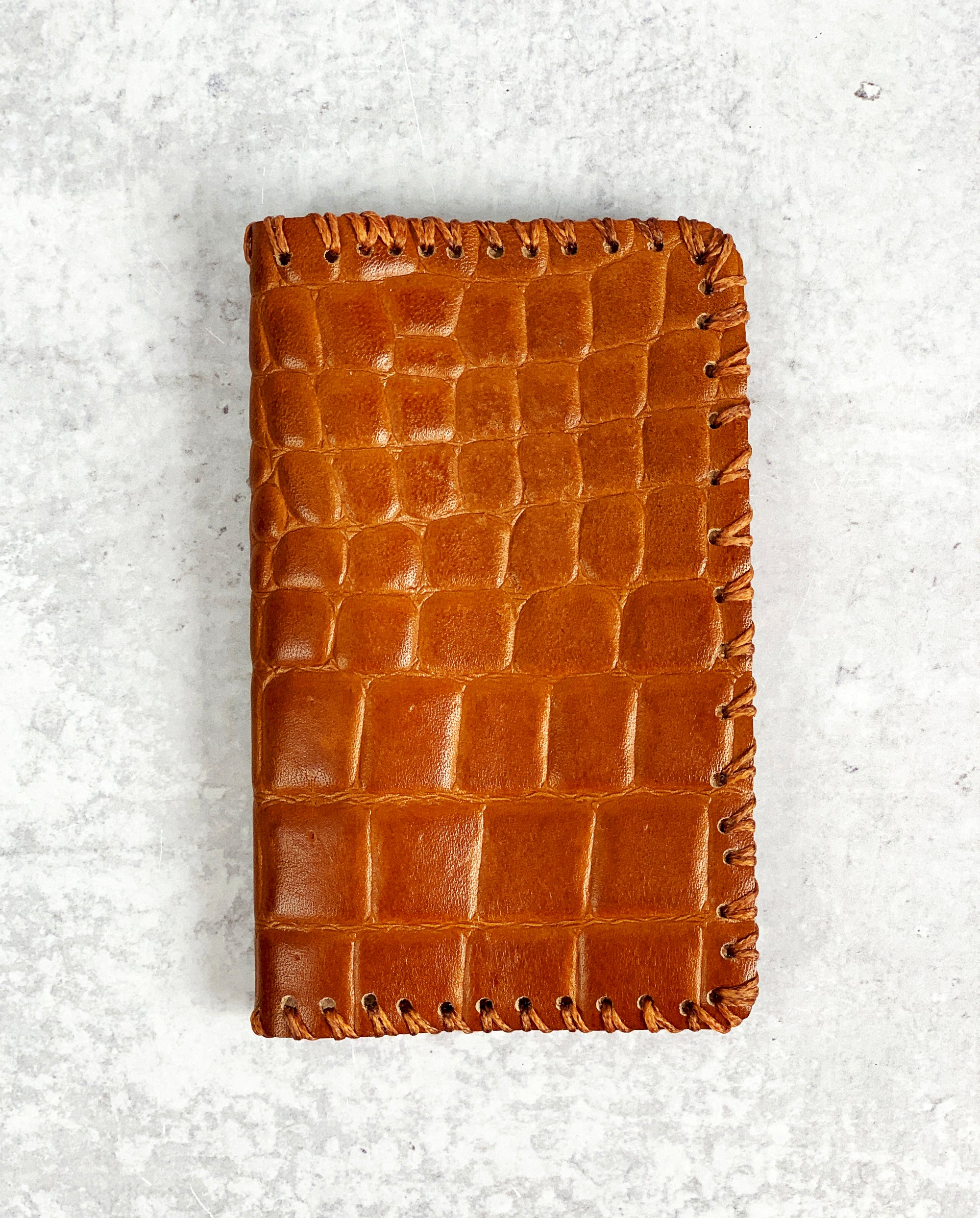Honey Brown Croc Embossed Leather Wallet