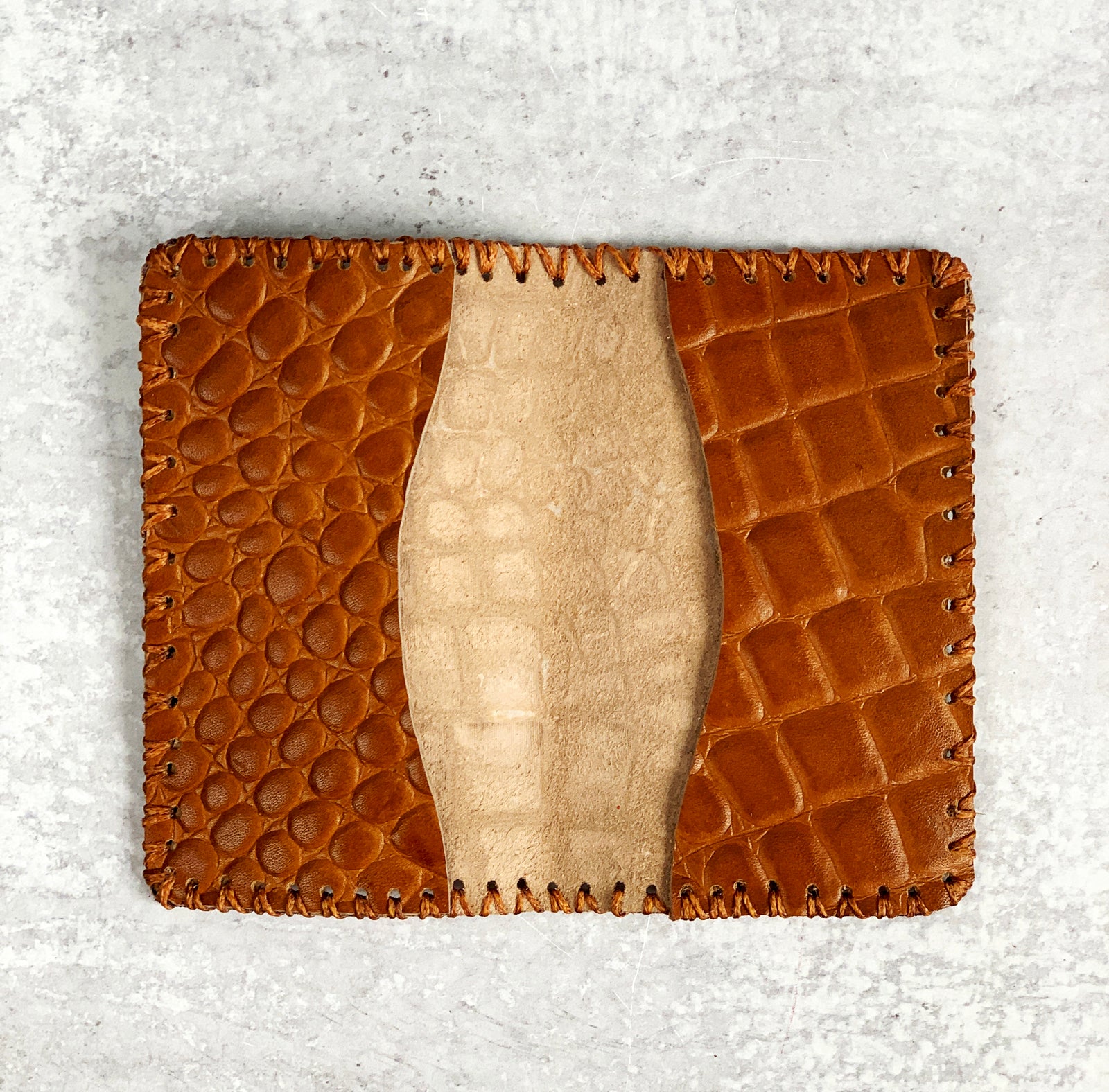 Honey Brown Croc Embossed Leather Wallet