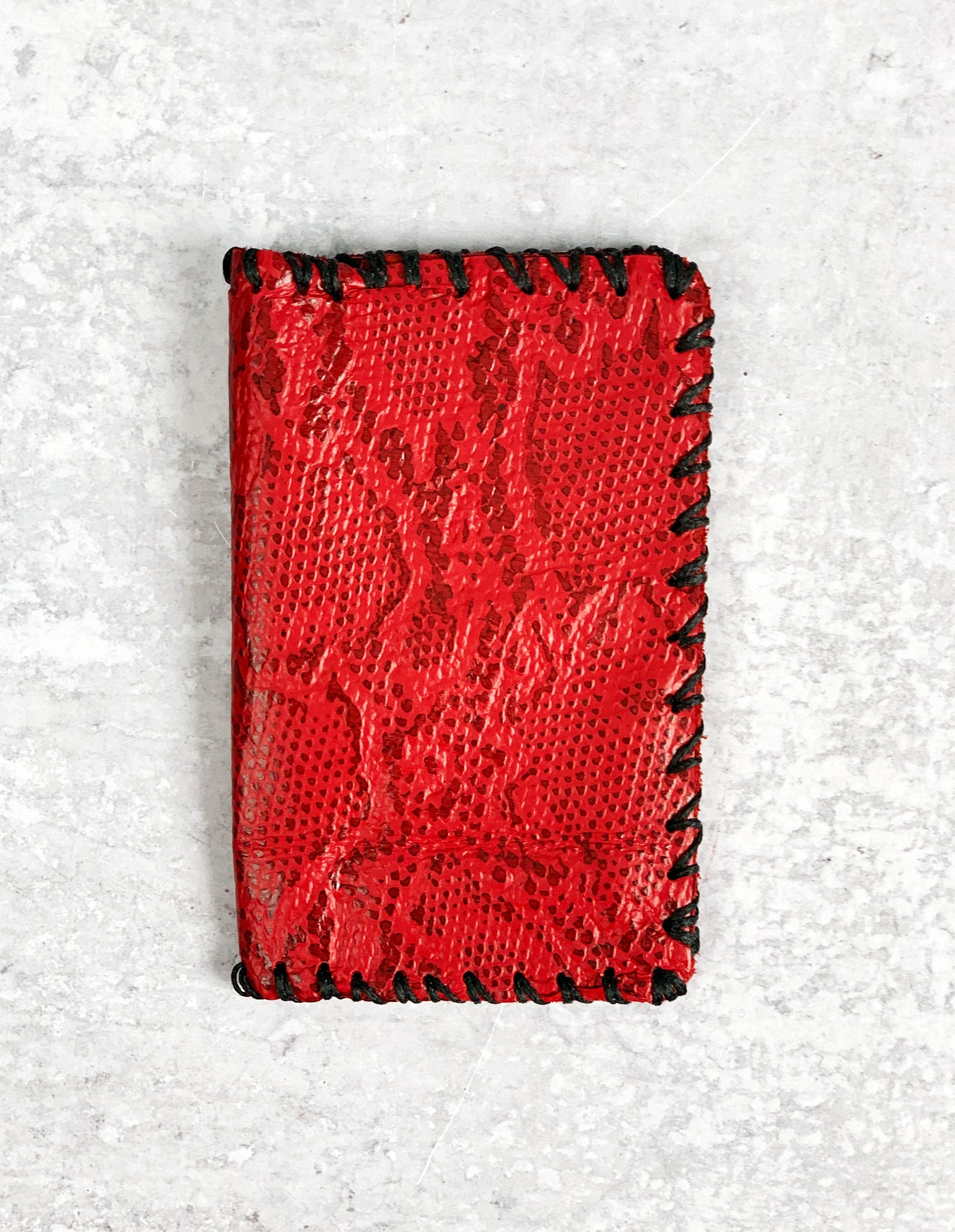 Red Snake Skin Leather Wallet