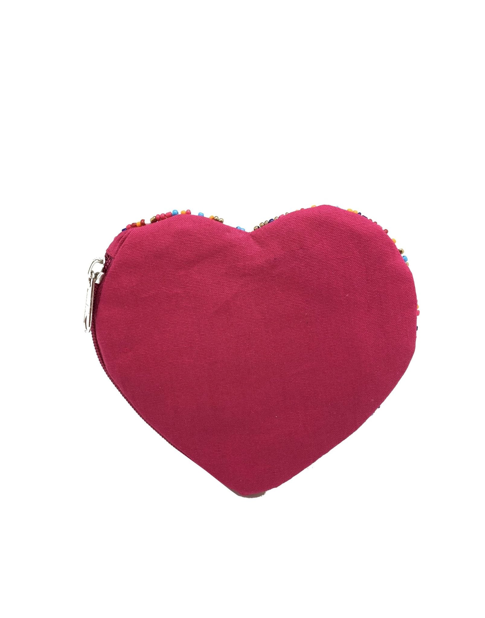 XOXO Glass Beaded Heart Zipper Pouch